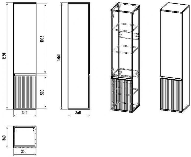 Шкаф пенал Brevita Enfida 35 R ENF-05035-0801R Зеленый матовый