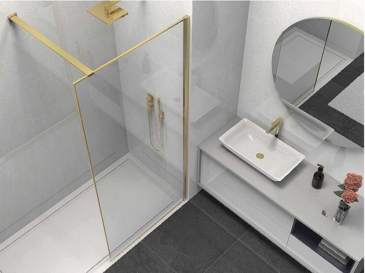 Душевая перегородка Vincea Walk-In 90 VSW-1HS900CLG профиль Брашированное золото прозрачное