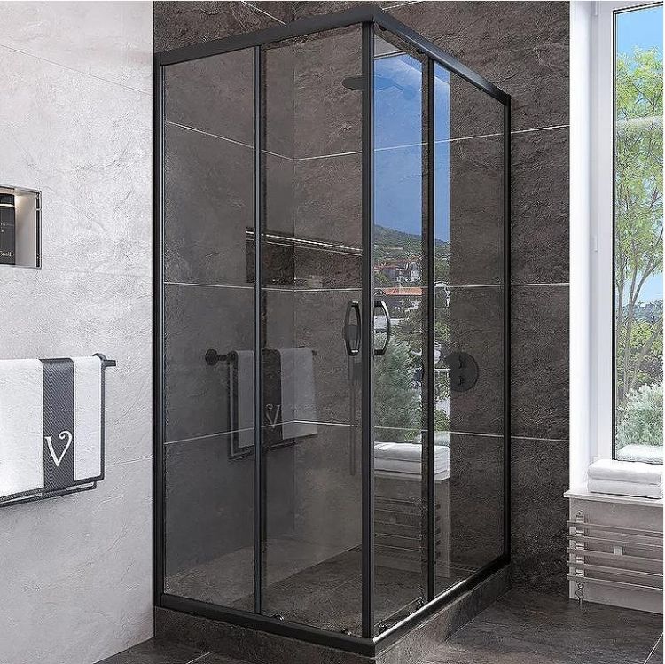 Душевой уголок Veconi Rovigo RV-113B 80x80 RV113B-80-01-C4 профиль Черный матовый стекло прозрачное