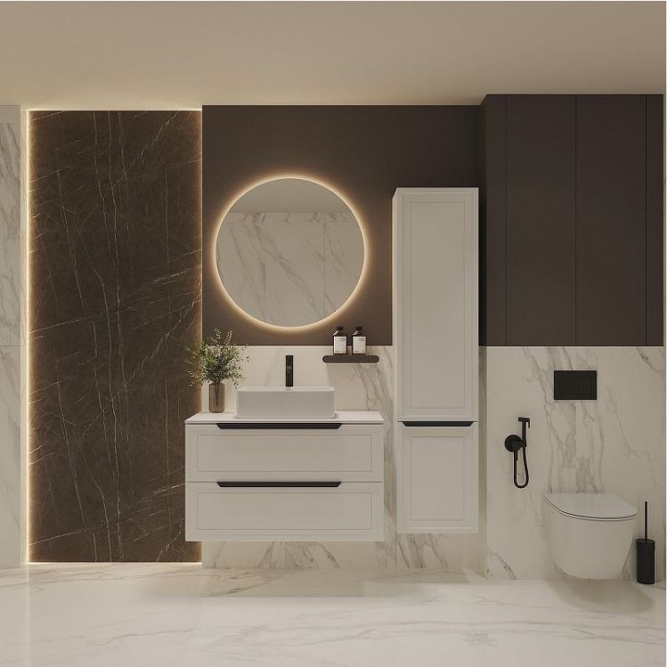 Шкаф пенал ЗОВ Севилья 35 PSW цвет Белый матовый