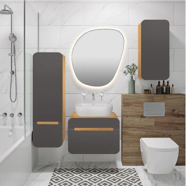 Подвесной шкаф Runo Ницца 35 R 00-00002126 Дуб натуральный Графит