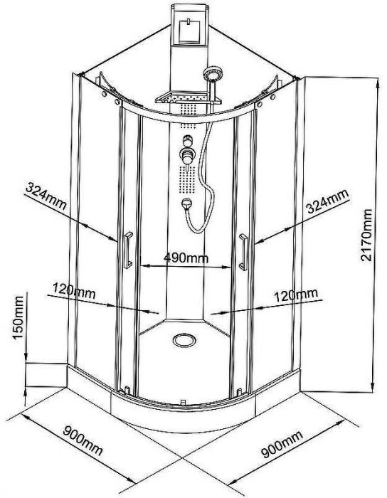 Душевая кабина Black&White Galaxy G8701 90x90 8701900 с гидромассажем