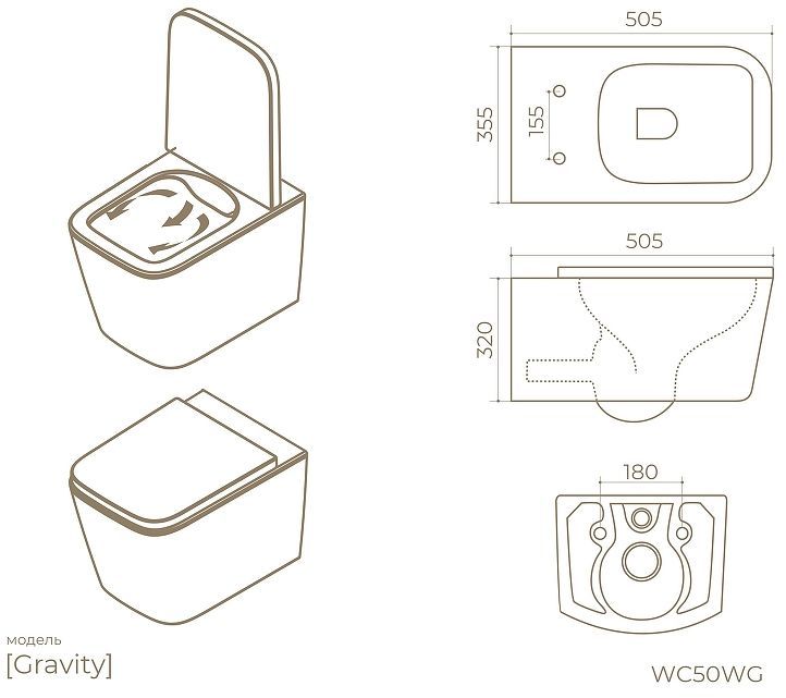 Унитаз Knotlor Gravity WC50WG подвесной цвет Белый с сиденьем Микролифт Унитаз Knotlor Gravity WC50WG подвесной цвет Белый с сиденьем Микролифт