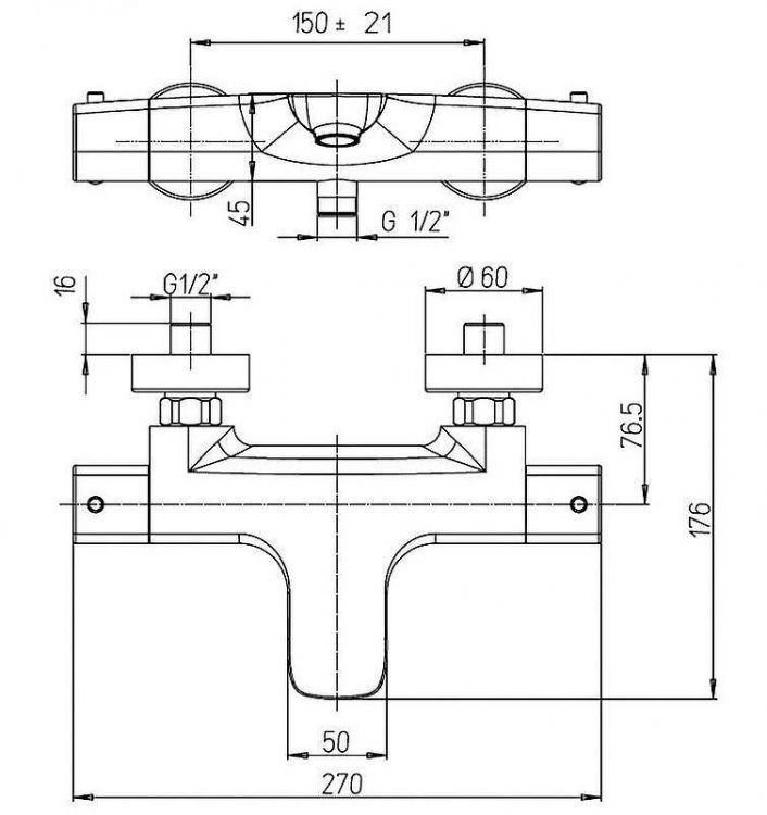 Смеситель для ванны Paini Nove 09CR111TH с термостатом Хром