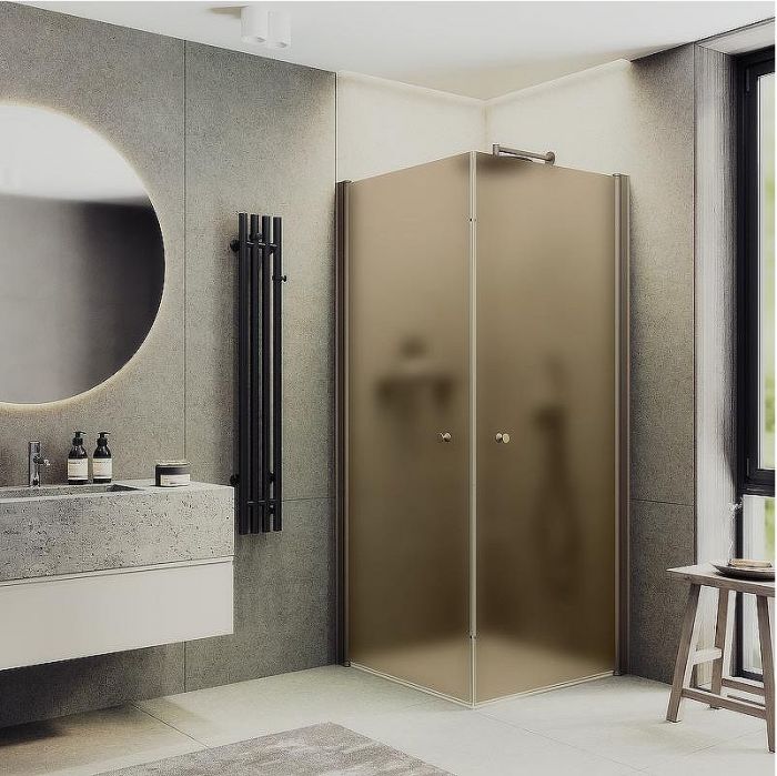 Душевой уголок Maybah Glass MGY-1298-2 800x800x1980 на монопетлях Бронза стекло бронзовое матовое