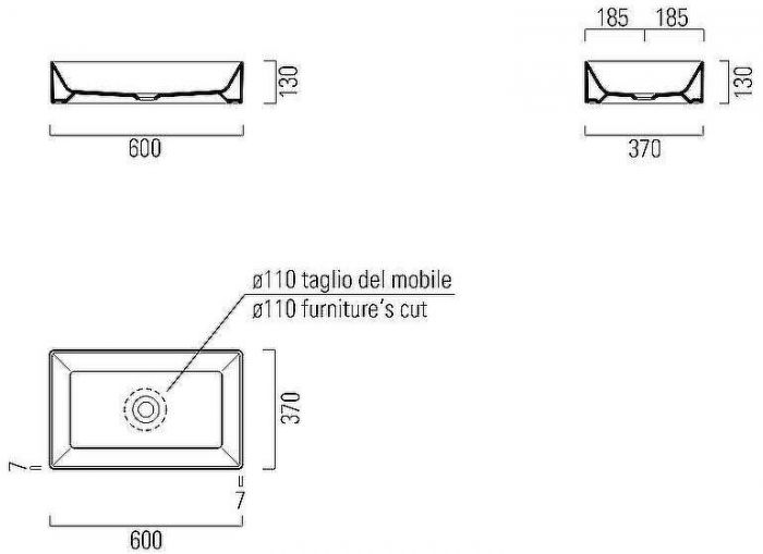 Раковина-чаша GSI Kube X 60 945311 Белая
