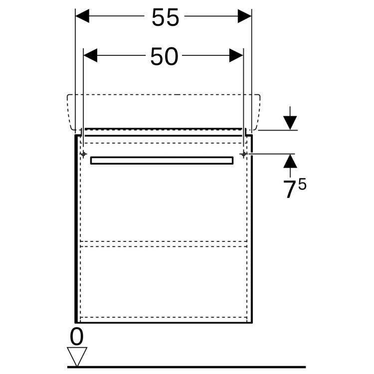 Тумба под раковину Geberit Renova Nr.1 Comprimo, 55x34, светло-серый матовый [862061000]