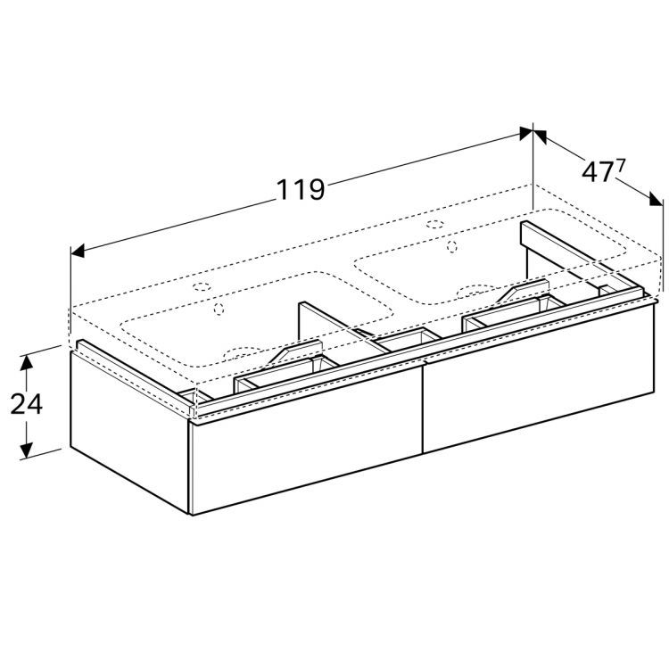 Тумба под двойную раковину Geberit iCon, 119x48, лак [840220000]