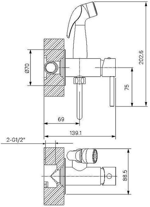 Гигиенический душ со смесителем Milardo Tidy 001BLR0M08 Черный матовый Гигиенический душ со смесителем Milardo Tidy 001BLR0M08 Черный матовый