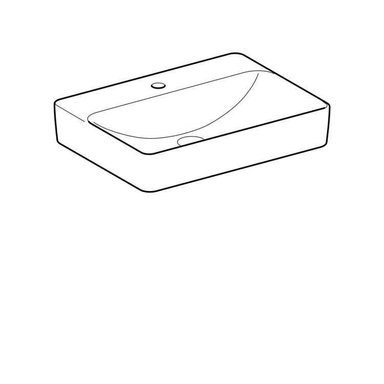 Раковина Geberit VariForm с установкой на столешницу прямоугольной формы, 60х45 см, с отв. под смеситель, без отв. перелива [500.781.01.2]