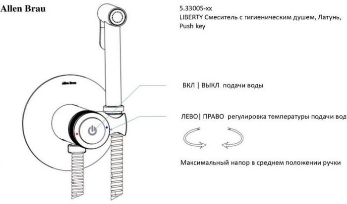 Гигиенический душ со смесителем Allen Brau Liberty 5.33005-31 Черный матовый