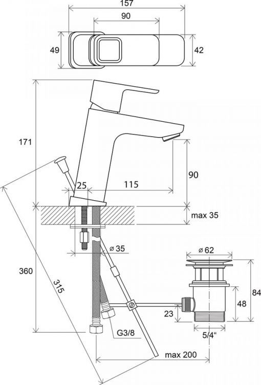 Смеситель для умывальника Ravak 10° TD 013.00 X070061 Смеситель для умывальника Ravak 10° TD 013.00 X070061