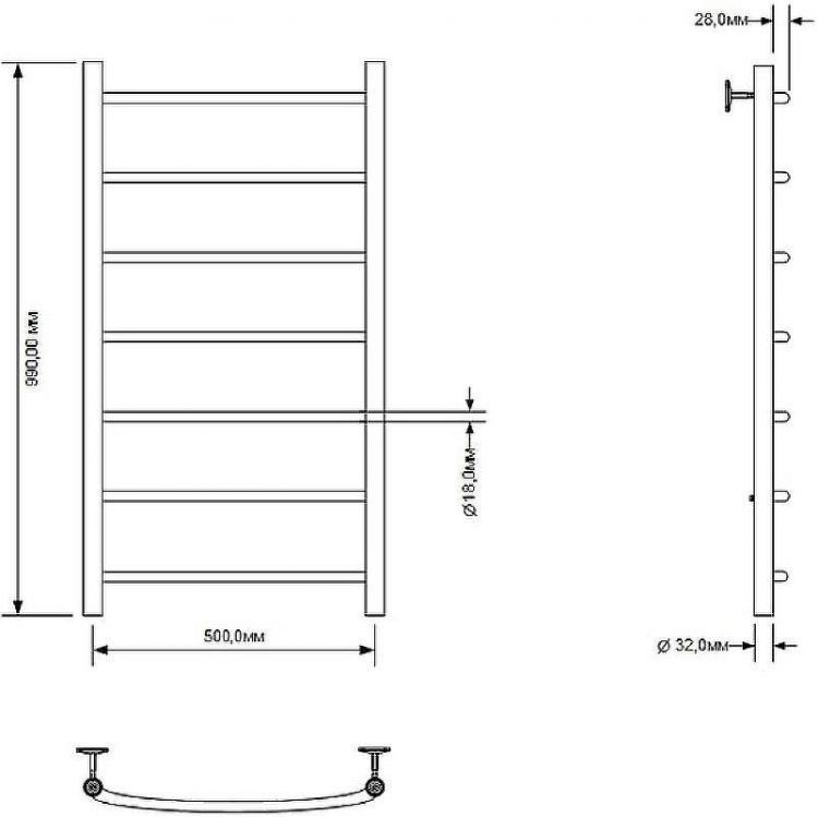 Водяной полотенцесушитель Aquanet Romeo 100x50 266726 Хром