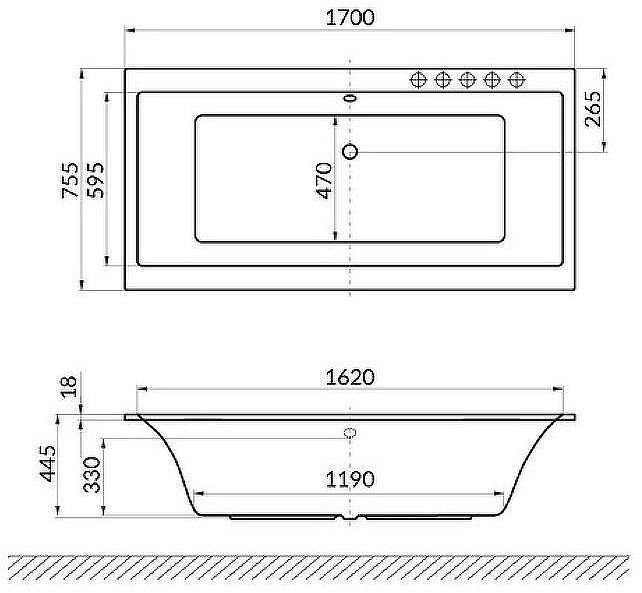 Акриловая ванна Excellent Pryzmat Slim 170x75 WAEX.PRY17WHS без гидромассажа