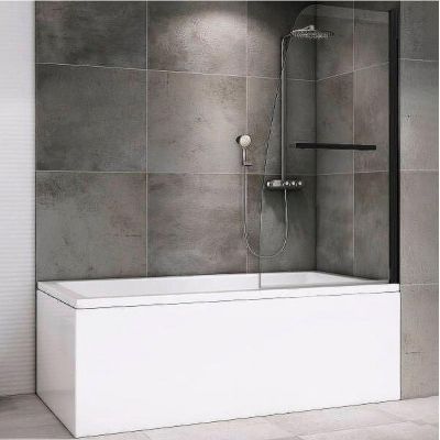 Шторка на ванну Abber Ewiges Wasser AG50080B профиль Черный стекло прозрачное