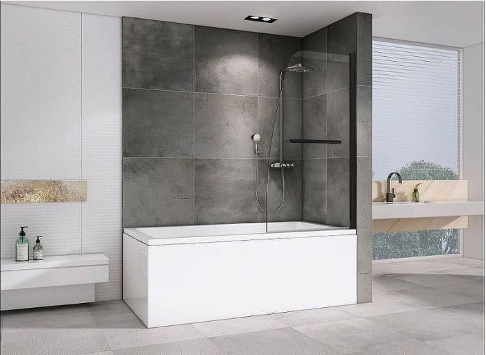 Шторка на ванну Abber Ewiges Wasser AG50080B профиль Черный стекло прозрачное