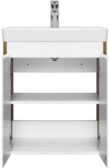 Тумба под раковину Aquaton Сканди Doors 55 1A278801SDZ90 Белый глянец, Дуб рустикальный