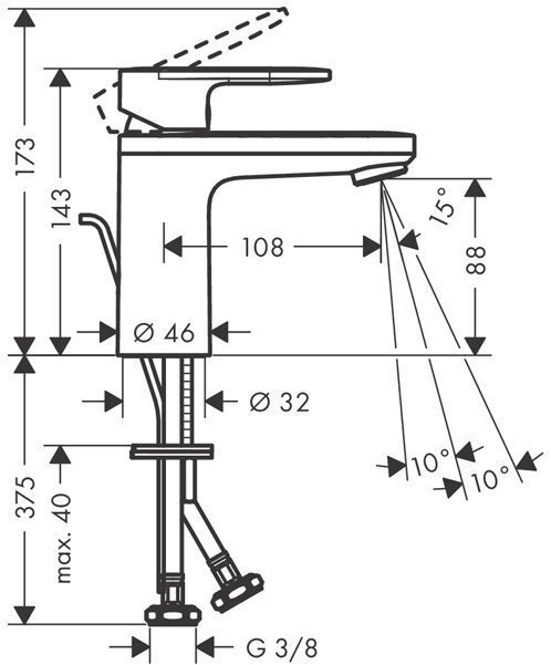 Hansgrohe Vernis Blend Смеситель для раковины, излив 100 мм, с донным клапаном, цвет: хром
