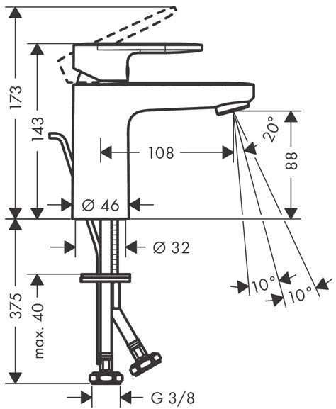 Hansgrohe Vernis Blend Смеситель для раковины, излив 100 мм, с донным клапаном, цвет: хром