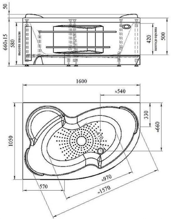 Акриловая ванна Radomir Vannesa Ирма 160х105 R 2-75-2-2-0-229 с гидромассажем Классик Хром