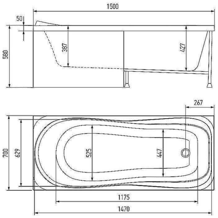 Акриловая ванна Alex Baitler Saima 150х70 без гидромассажа