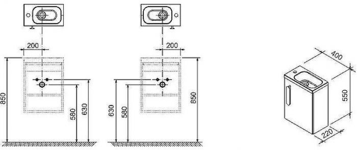 Тумба под раковину Ravak SD Chrome 40 X000000538 подвесная Белая глянцевая без дверцы