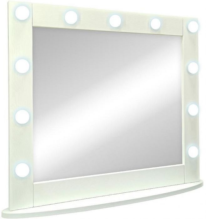 Зеркало Континент 800х700 ЗГП44 гримерное с подсветкой Белое с механическим выключателем