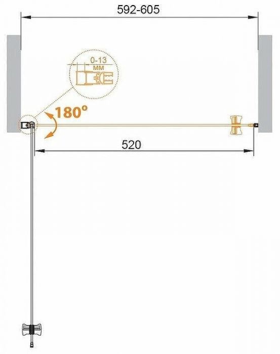 Душевая дверь Cezares Eco 60 ECO-O-B-1-60-P-Cr профиль Хром стекло рифленое