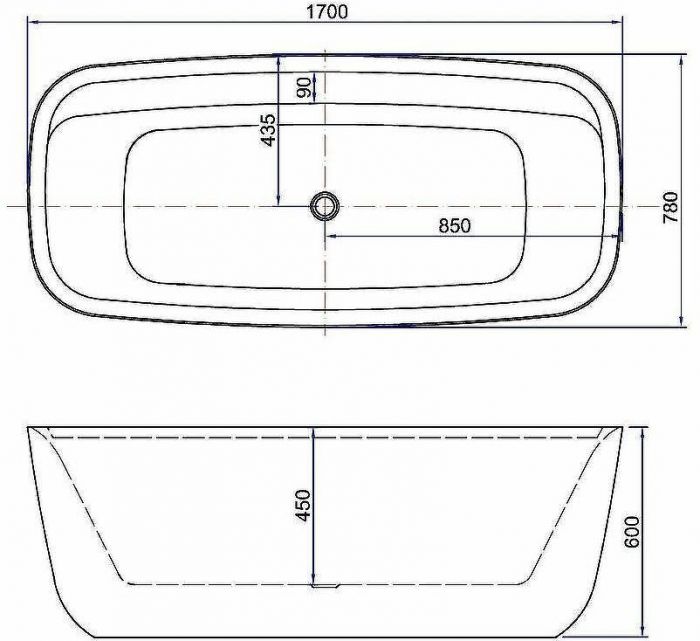 Акриловая ванна Aquanet Family Fine 95778-GW-MB 170x78 292985 Черная матовая без гидромассажа