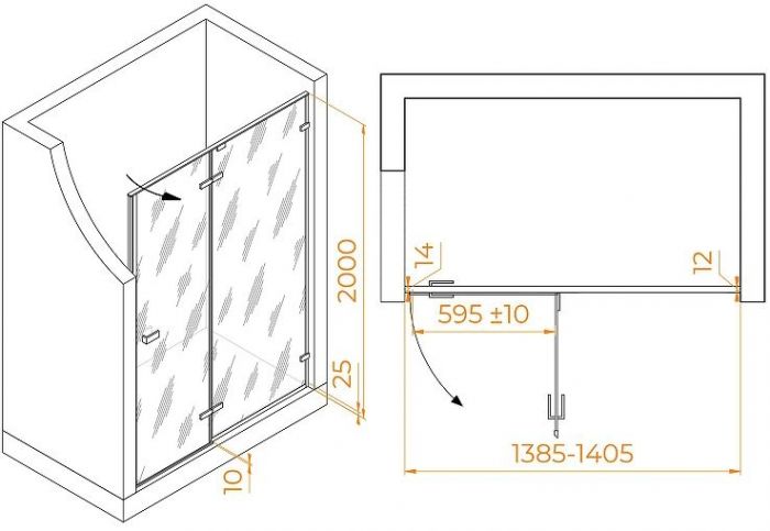Душевая дверь RGW Stilvoll SV-004-B 140 353200414-14 профиль Черный стекло прозрачное