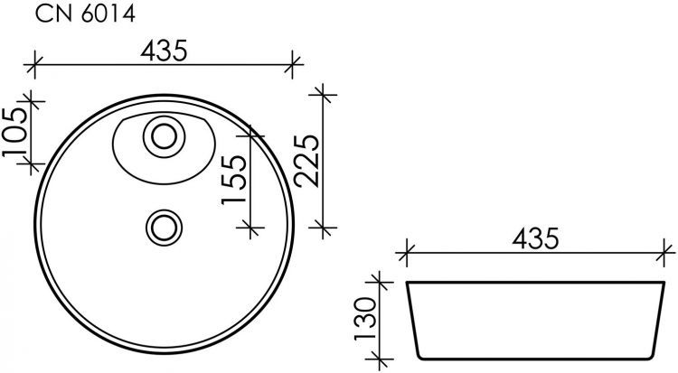 Умывальник CERAMICANOVA Element чаша накладная круглая 435 мм CN6014 Умывальник CERAMICANOVA Element чаша накладная круглая 435 мм CN6014