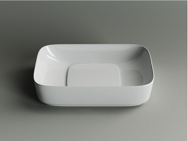 Умывальник CERAMICANOVA Element чаша накладная прямоугольная с керамической накладкой на сливное отверстие CN5021