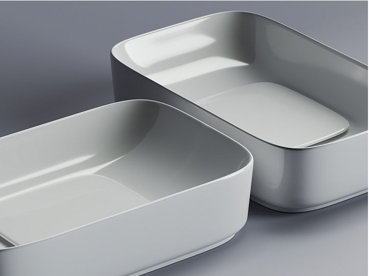 Умывальник CERAMICANOVA Element чаша накладная прямоугольная с керамической накладкой на сливное отверстие CN5021