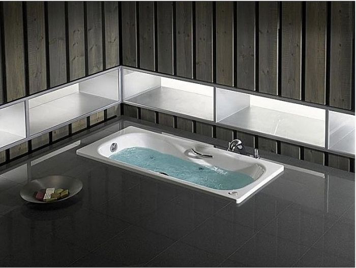 Чугунная ванна Roca Malibu 170x75 2309G000R с отверстиями для ручек с антискользящим покрытием