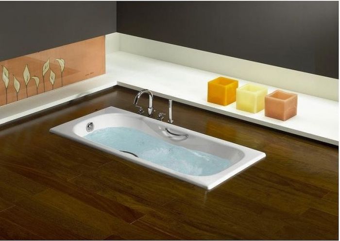 Чугунная ванна Roca Malibu 170x75 2309G000R с отверстиями для ручек с антискользящим покрытием