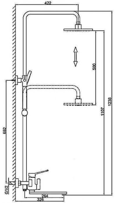 Душевая система Frap H62-9 F2462-9 Оружейная сталь