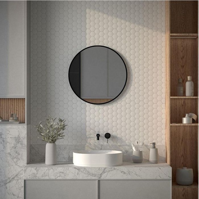 Зеркало Defesto Aura 60х60 DF 2983 с подсветкой 15W-4500K/Без выключателя/Нейтральный белый свет/Черная рама