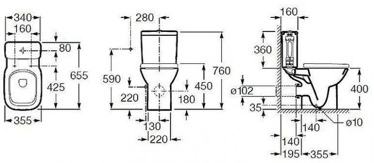 Унитаз компакт Roca Debba 34299700Y без бачка и сиденья Унитаз компакт Roca Debba 34299700Y без бачка и сиденья