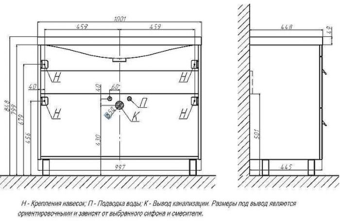 Тумба под раковину Velvex Orlando 100 tn.ORL.CLA.100.2Y Графит