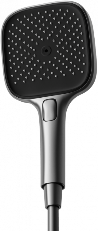 Душевая лейка SANCOS Nok square, кнопочное управление, 125x125 мм, 3 режима, цвет воронёная сталь/черный матовый, SC6002GG