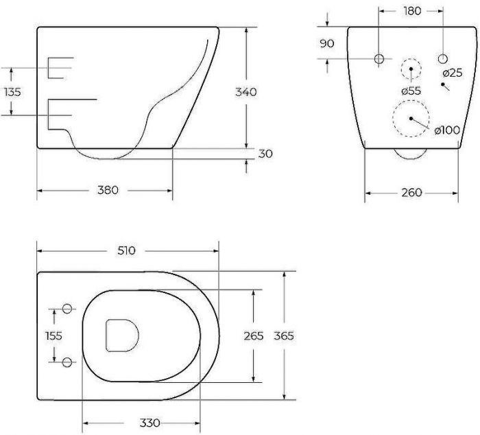 Унитаз Cezares Stylus CZR-6601-TH-TOR подвесной без сиденья
