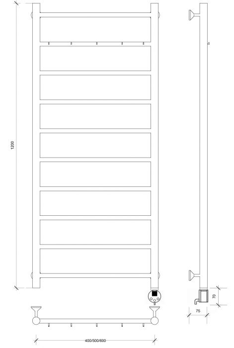 Полотенцесушитель электрический Secado Триада 1 К 120x60 графит