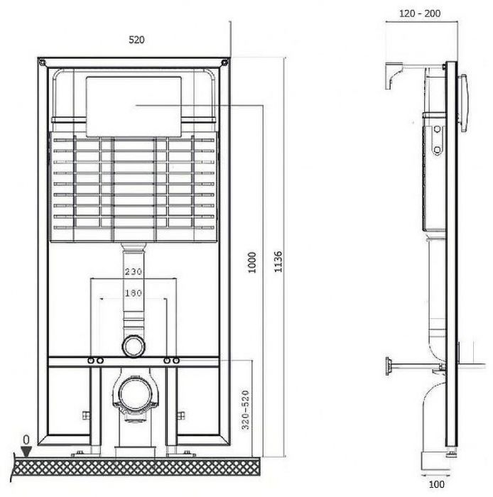 Инсталляция Bettoserb Sava Fix Slim SET40006467 для унитаза с Черной матовой клавишей смыва