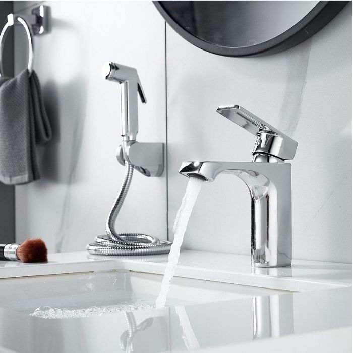 Смеситель для раковины Raffine F171 с гигиеническим душем цвет Хром