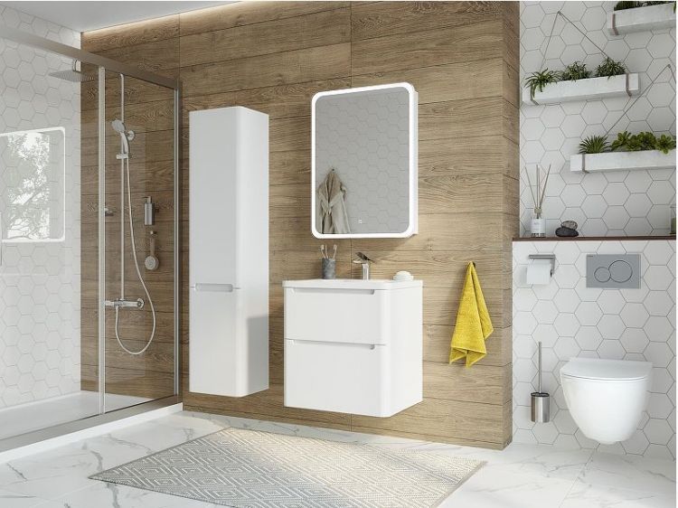 Зеркальный шкаф STWORKI Монтре 60 L Мон.03.60/W/L с подсветкой цвет Белый