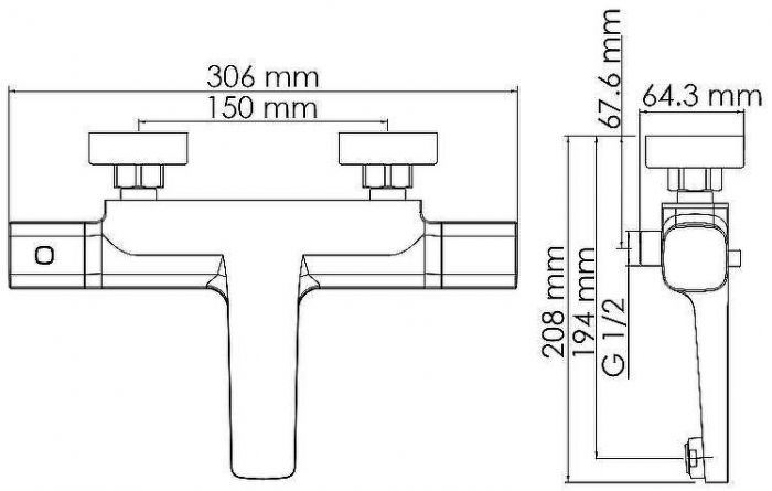 Смеситель для ванны WasserKRAFT Naab 8611 Thermo с термостатом Хром