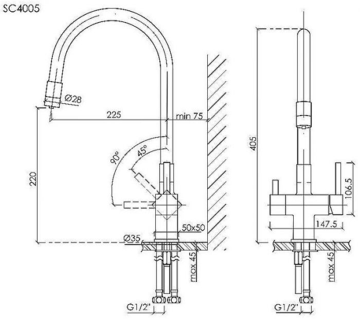 Смеситель для кухни Sancos Arno SC4005CH Хром Черный