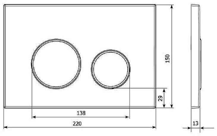 Клавиша смыва KK POL M11 V4 SPP/015/0/K Черная матовая Золото матовое