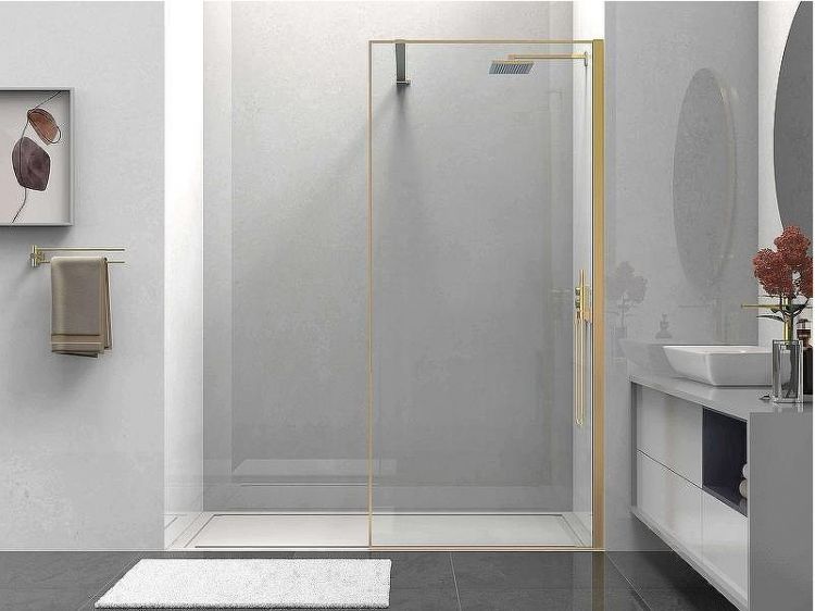 Душевая перегородка Vincea Walk-In 100 VSW-1HS100CLG профиль Брашированное золото стекло прозрачное