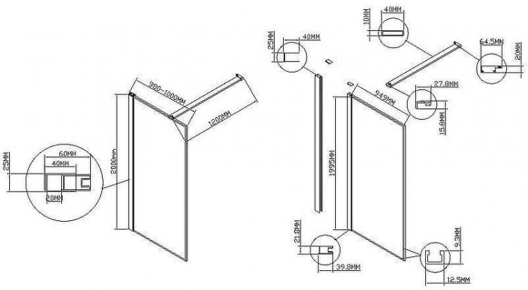 Душевая перегородка Vincea Walk-In 100 VSW-1HS100CLG профиль Брашированное золото стекло прозрачное